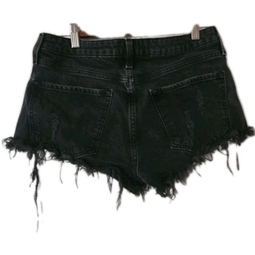 Forever 21 Premium Black Jean Shorts 29 Grunge Y2K Distressed Frayed Cutoffs